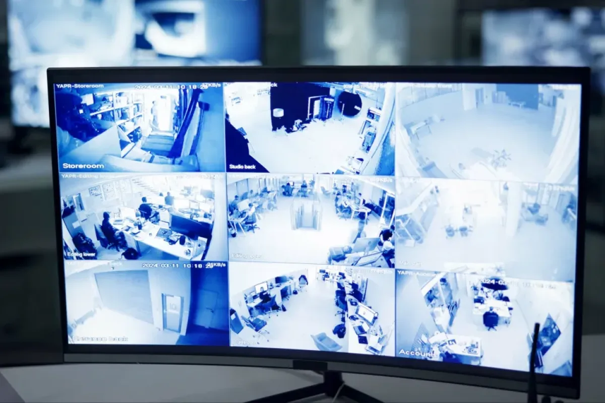 Videoüberwachungsmonitor in der Leitstelle — Kontrollraum