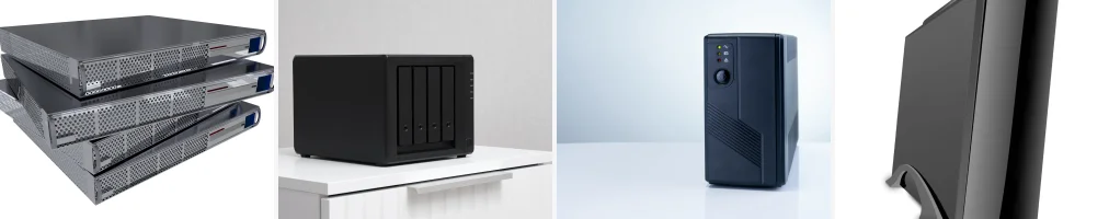 Server-Racks, Synology NAS, USV und Speichermedien — professionelle IT-Hardware