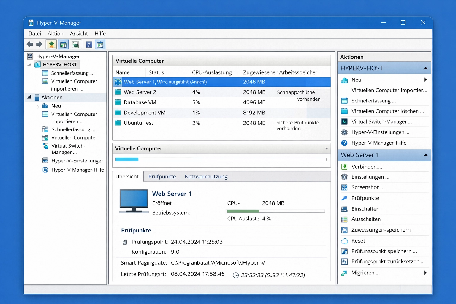 Hyper-V Manager — Verwaltung virtueller Maschinen